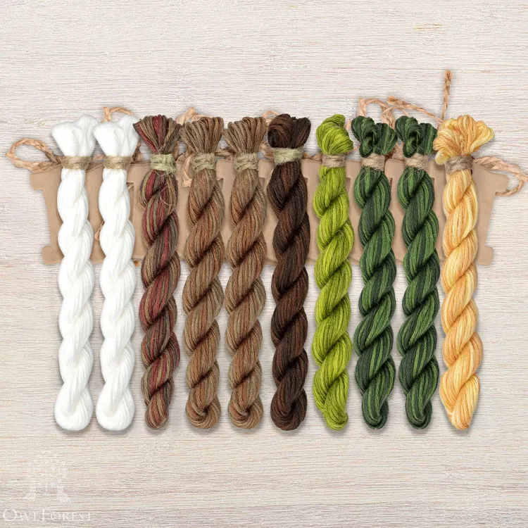 Набор ниток OwlForest для схемы «Пёсики в кокосике» (ПНК)