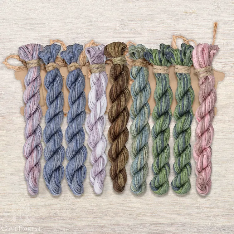 Набор ниток OwlForest для схемы «Ночные трели перламутровых птиц» (ПНК)