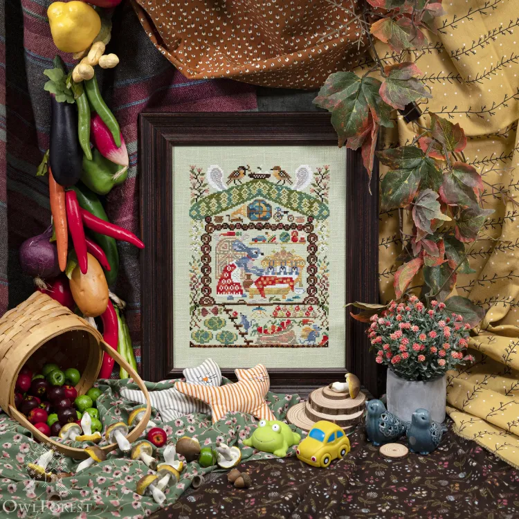 Схема для вышивания «Лесные домишки. Зайчатки» 