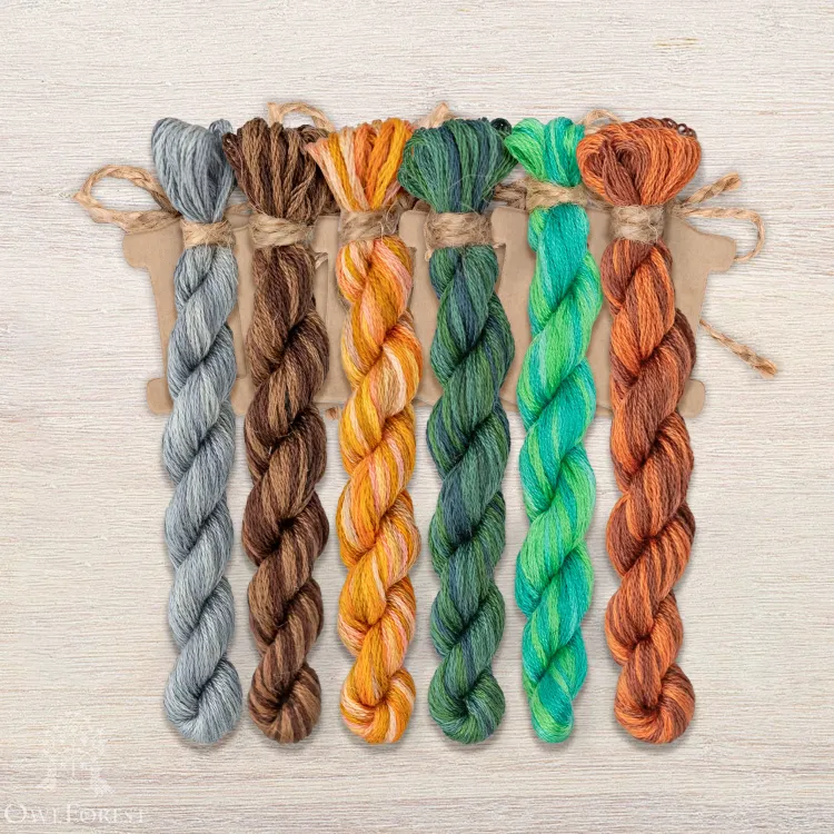 Набор ниток OwlForest для схемы «Ночные трели изумрудных птиц» (DMC)