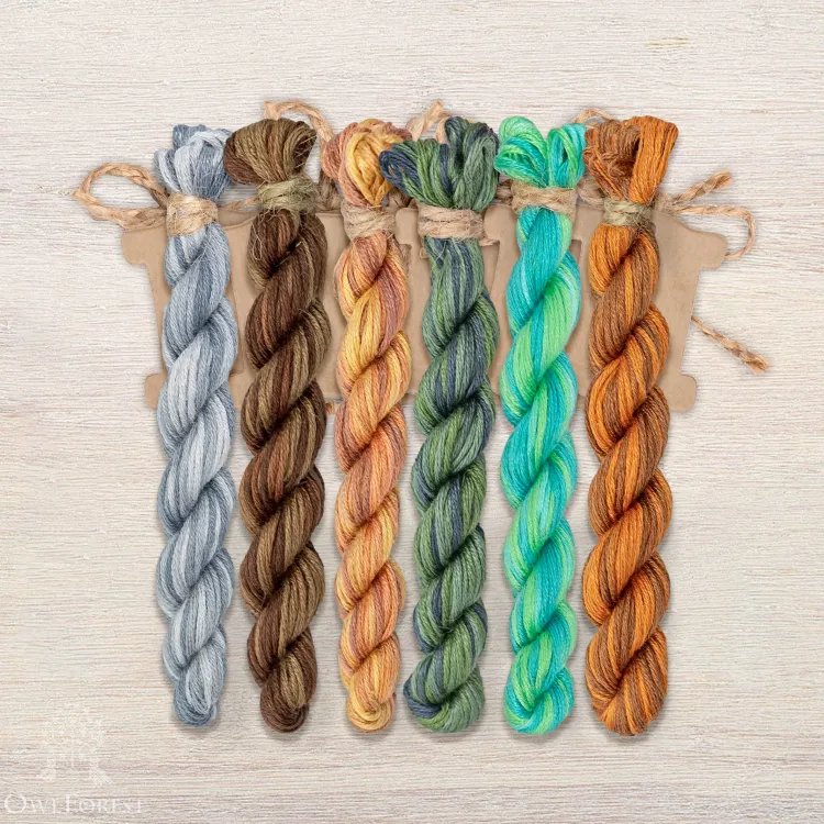 Набор ниток OwlForest для схемы «Ночные трели изумрудных птиц» (ПНК)