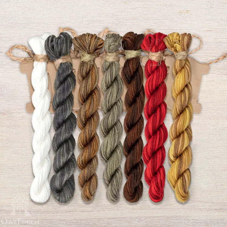 Набор ниток OwlForest для схемы «Юркие птички» (ПНК)