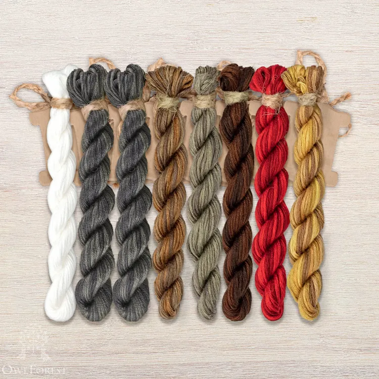 Набор ниток OwlForest для схемы «Юркие птички» (ПНК)