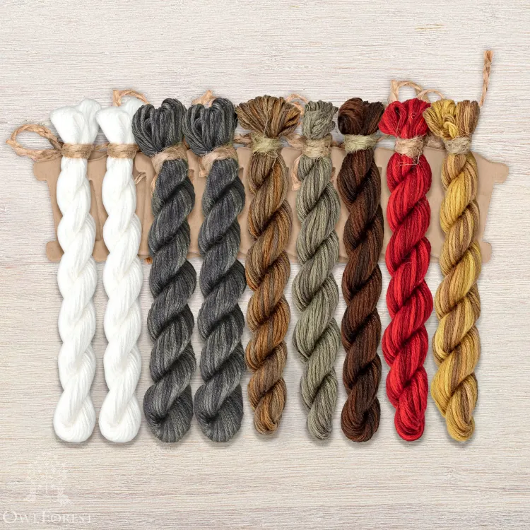 Набор ниток OwlForest для схемы «Юркие птички» (ПНК)