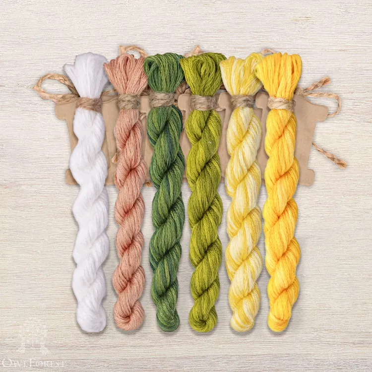 Набор ниток OwlForest для схемы «Бант Лимонный» (DMC)