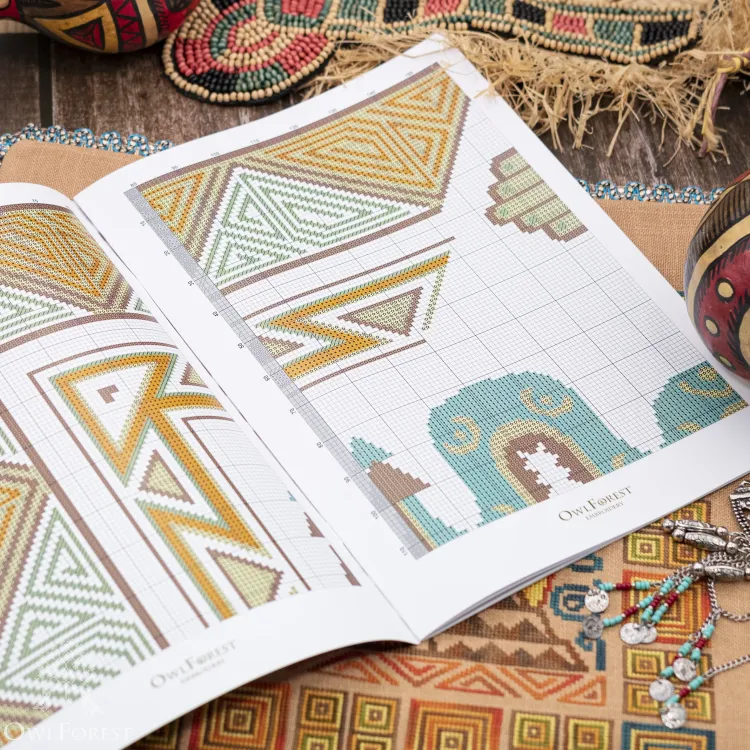 Буклет со схемой для вышивания «Индейские мотивы. Панно» 5 цветов