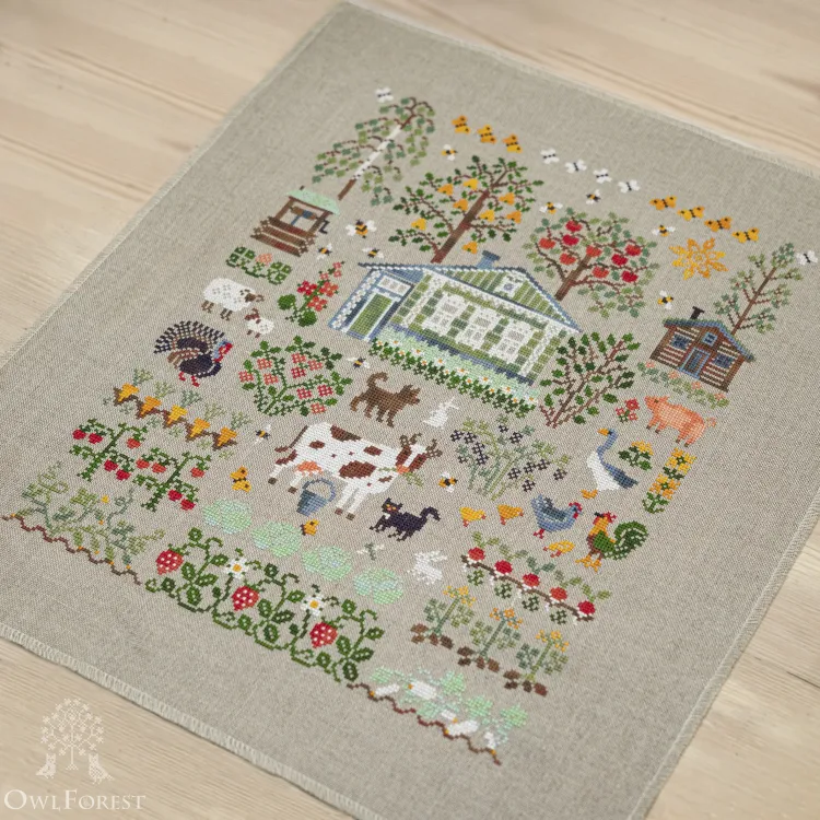 Бесплатная схема для вышивания «Лето в деревне»