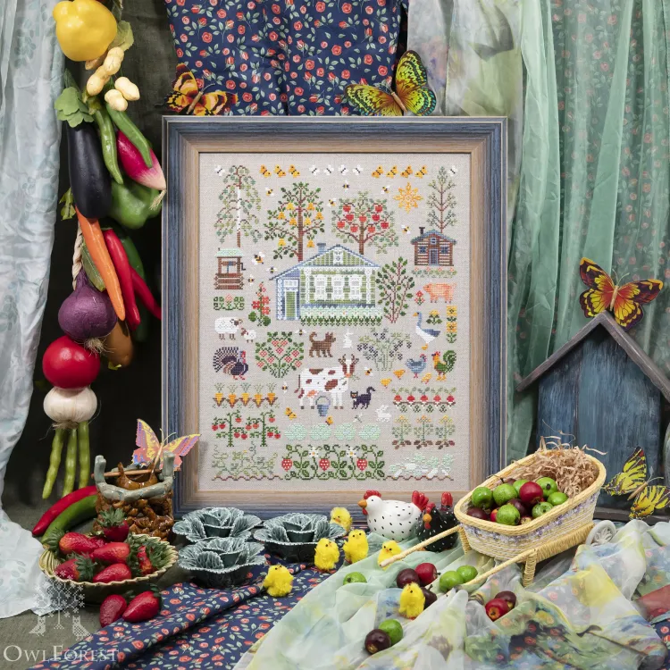 Бесплатная схема для вышивания «Лето в деревне»