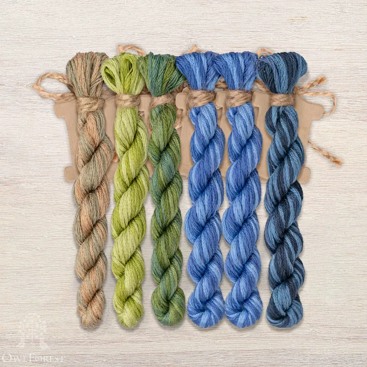 Набор ниток OwlForest для схемы «Черничное лето» (DMC)