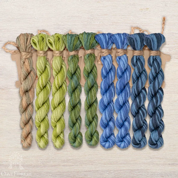 Набор ниток OwlForest для схемы «Черничное лето» (DMC)