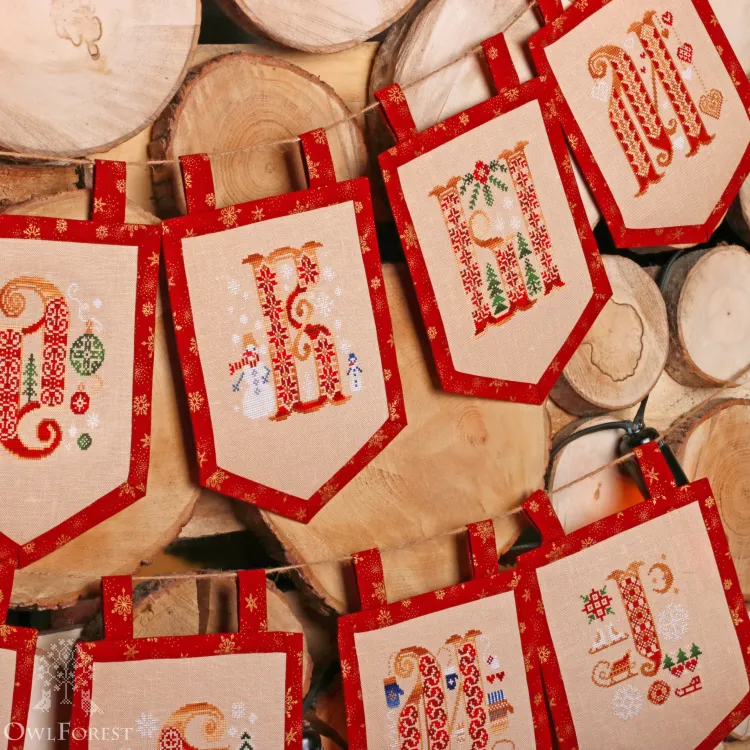 Электронная схема для вышивания флажков «С Новым годом!»