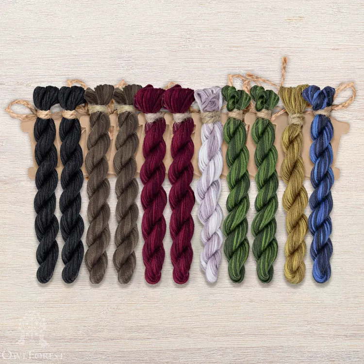 Набор ниток OwlForest для схемы «Сорока-ворона» (ПНК)