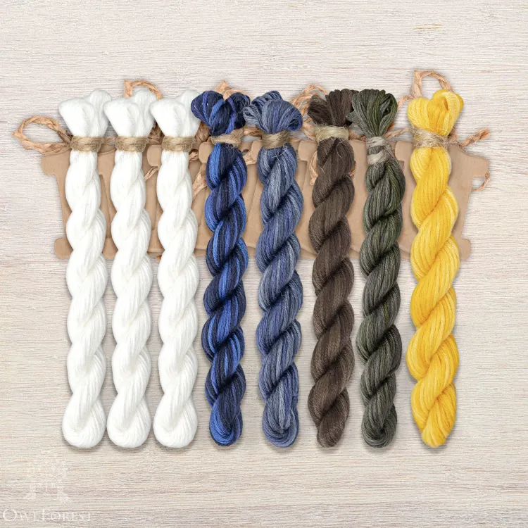 Набор ниток OwlForest для схемы «Снежные синички» (ПНК)