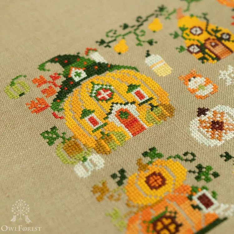 Схема для вышивания «Тыквенные домики»
