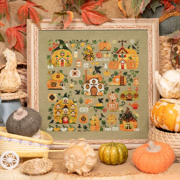 Схема для вышивания «Тыквенные домики»