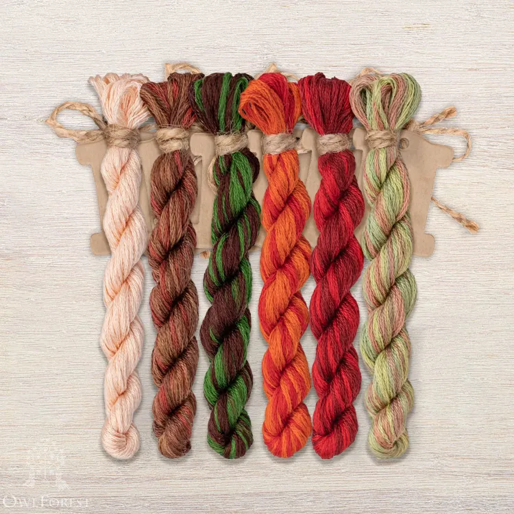 Набор ниток OwlForest для схемы «Рябиновые бусы» (DMC)
