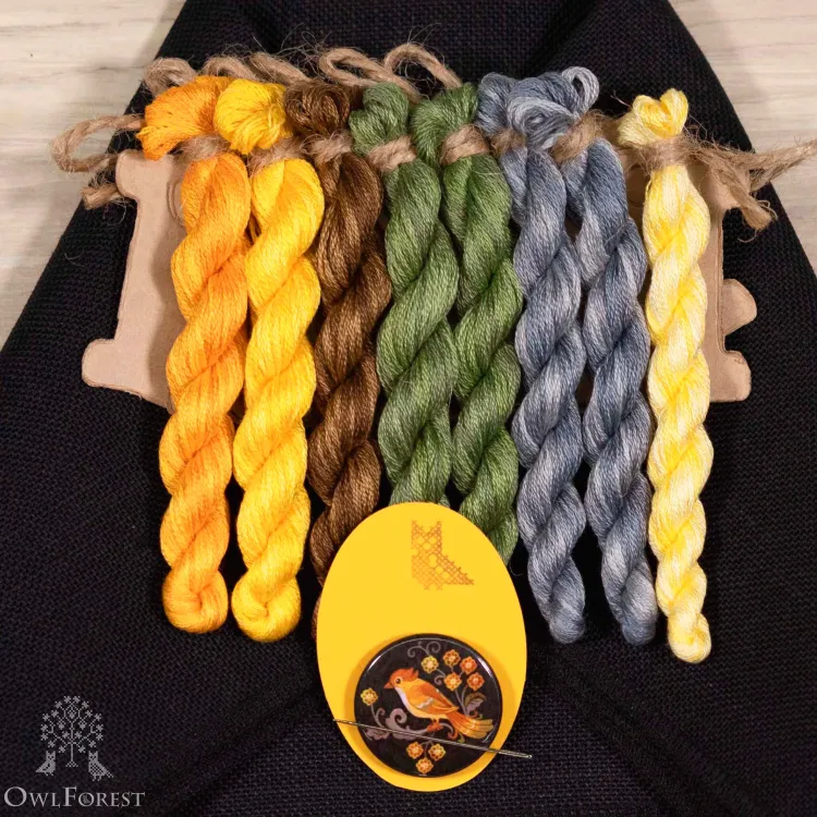 Набор для вышивания «Ночные трели янтарных птиц» 