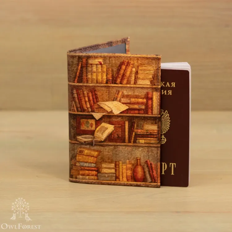 Обложка на паспорт «Книжный шкаф»