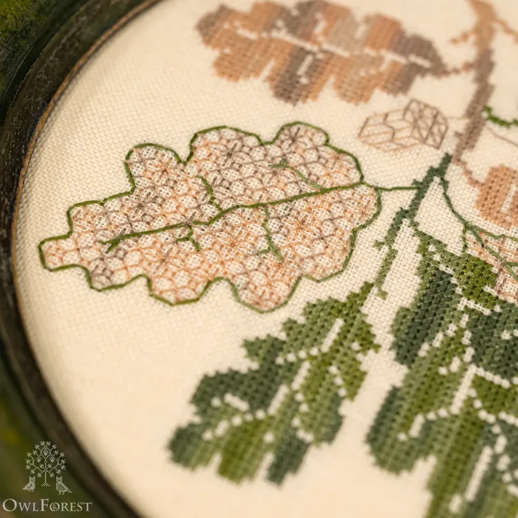 Бесплатная схема для вышивания «Ветка дуба»