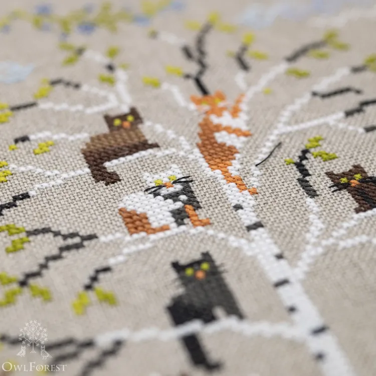 Бесплатная схема для вышивания «Коты прилетели»