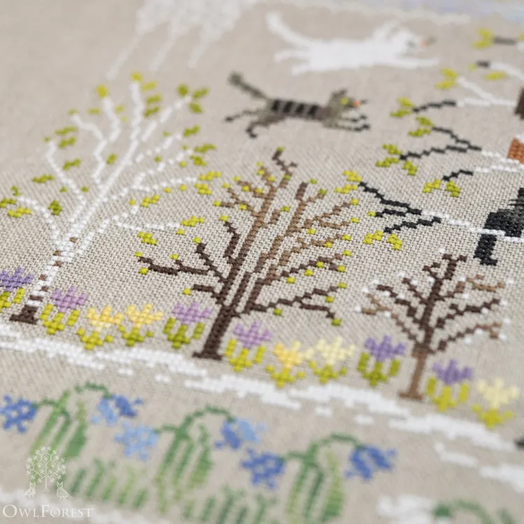 Бесплатная схема для вышивания «Коты прилетели»