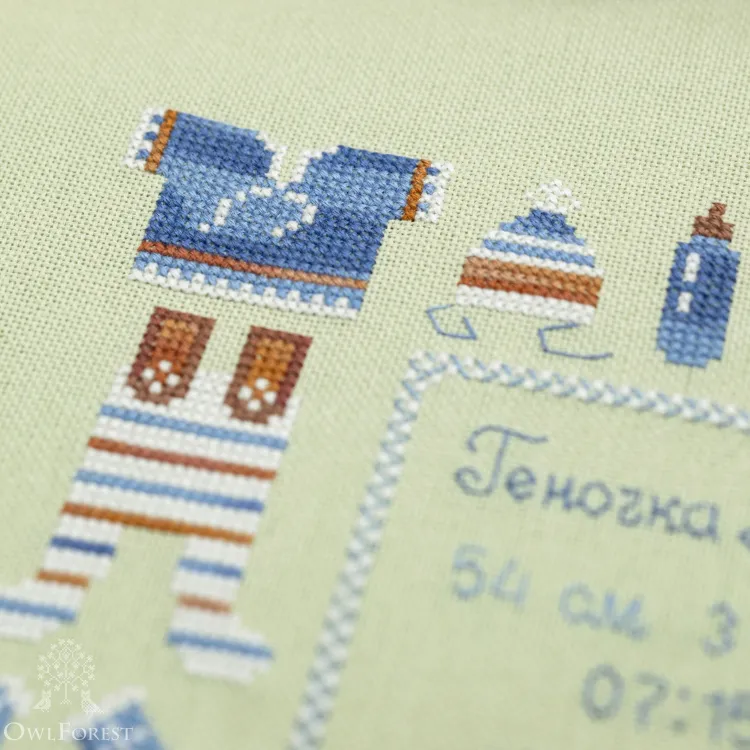 Схема для вышивания «Метрика. Мальчик-котик»