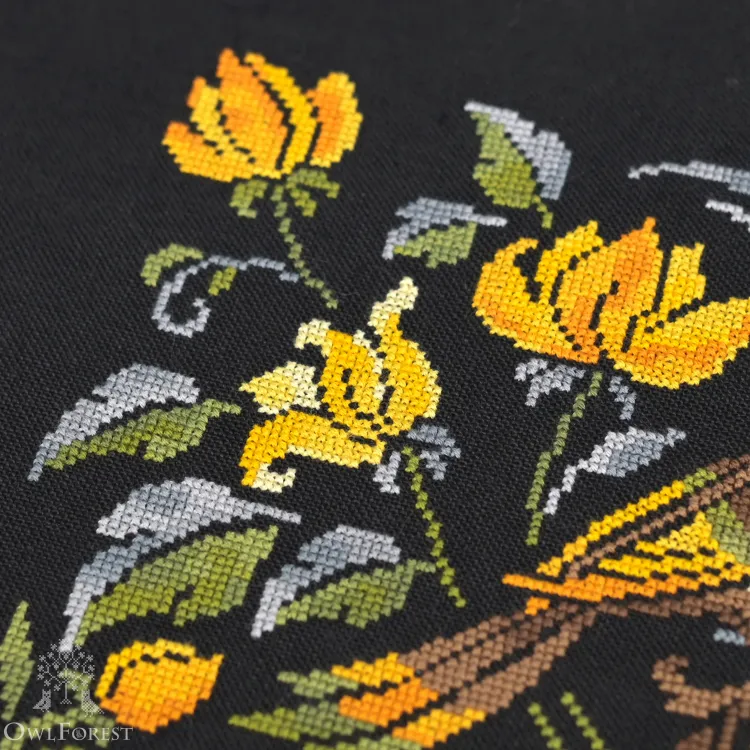 Схема для вышивания «Ночные трели янтарных птиц»