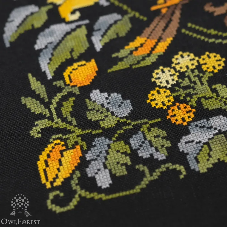 Схема для вышивания «Ночные трели янтарных птиц»