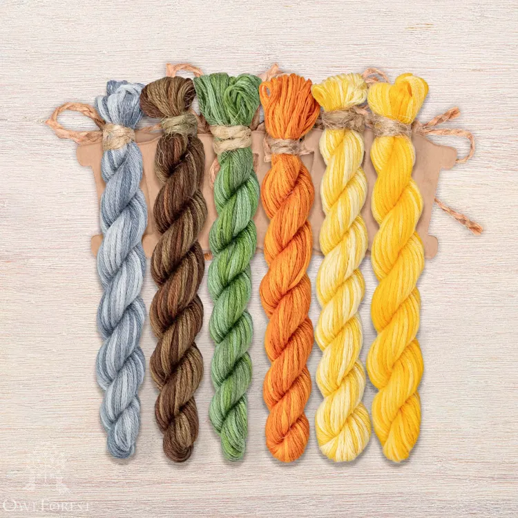 Набор ниток OwlForest для схемы «Ночные трели янтарных птиц» (ПНК)