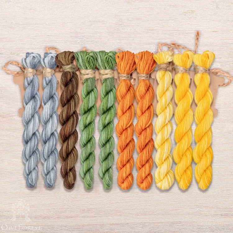 Набор ниток OwlForest для схемы «Ночные трели янтарных птиц» (ПНК)