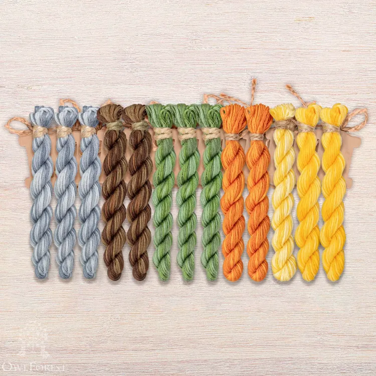 Набор ниток OwlForest для схемы «Ночные трели янтарных птиц» (ПНК)