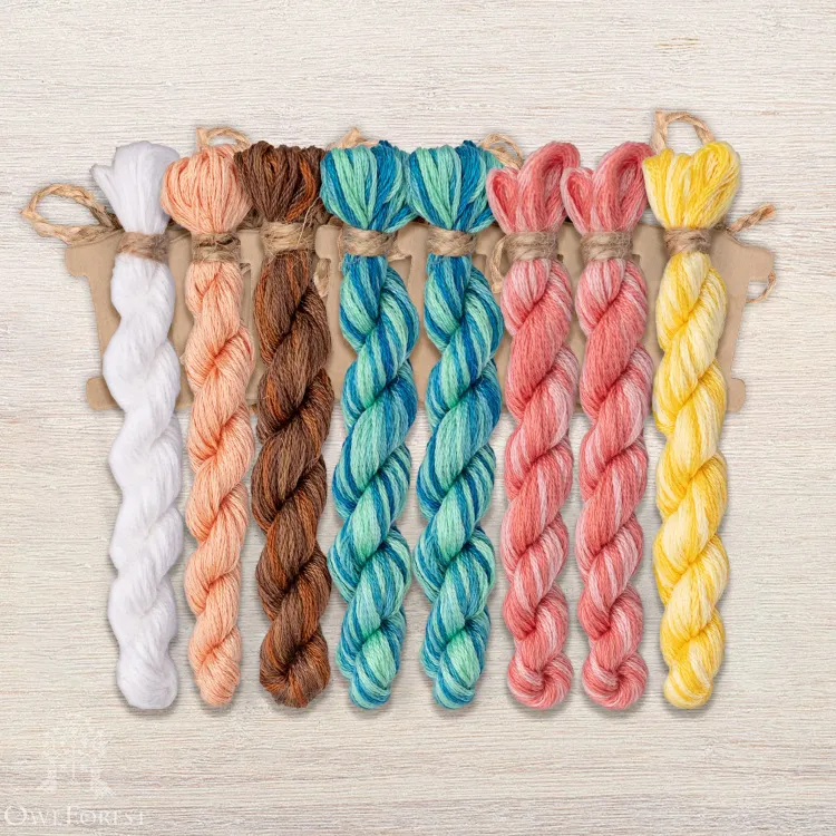 Набор ниток OwlForest для схемы «Счастливое детство. Метрика для девочки» (DMC)