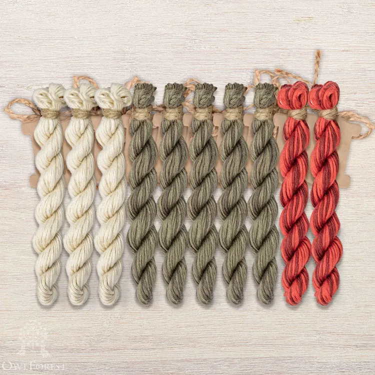 Набор ниток OwlForest для схемы «Алиса в Стране Чудес» (ПНК) трехцветный вариант