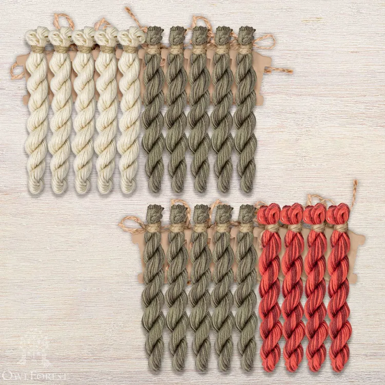 Набор ниток OwlForest для схемы «Алиса в Стране Чудес» (ПНК) трехцветный вариант