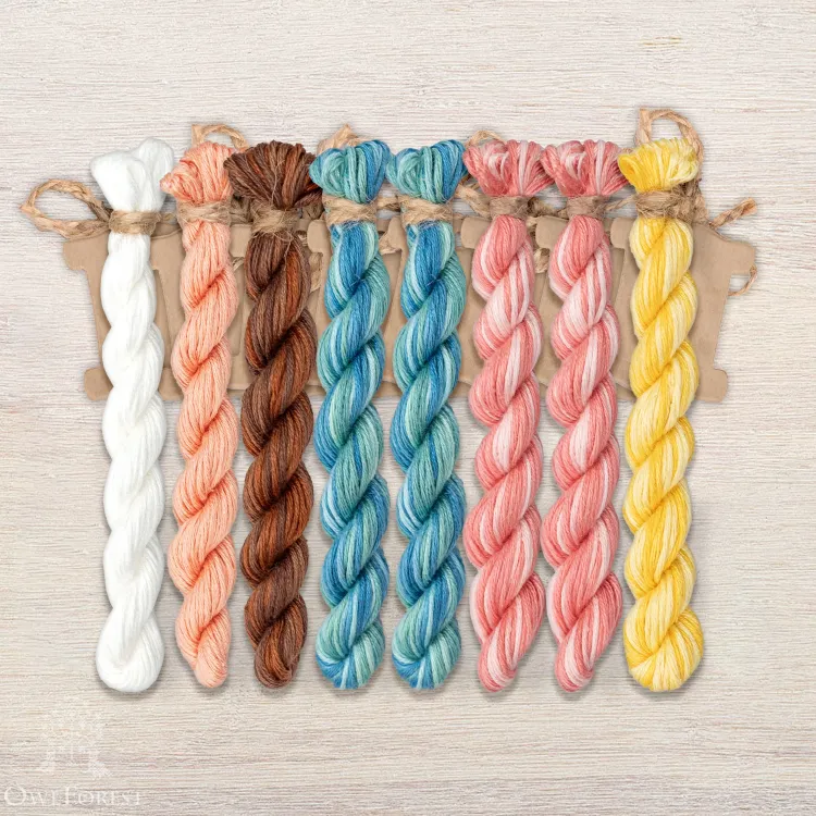 Набор ниток OwlForest для схемы «Счастливое детство. Метрика для девочки» (ПНК)