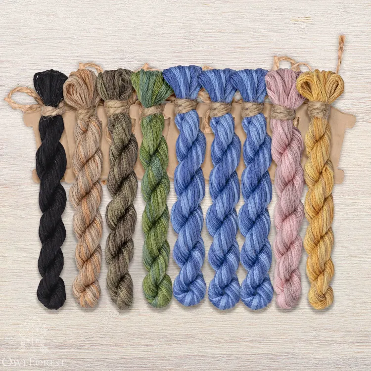 Набор ниток OwlForest для схемы «Весенне-совиный алфавит» (DMC)