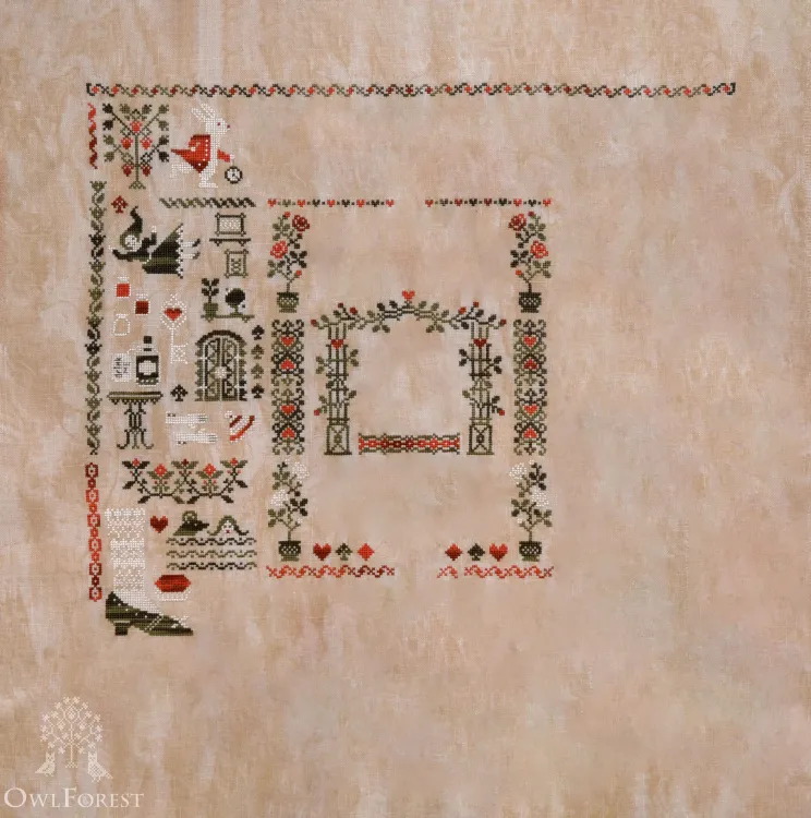 Бесплатная схема для вышивания «Алиса в Стране Чудес» трехцветный вариант