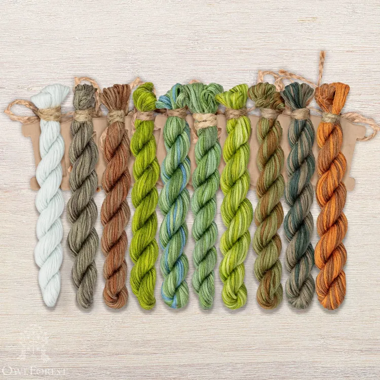 Набор ниток OwlForest для схемы «Динозавровый лес» (ПНК)