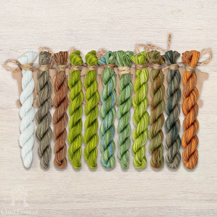 Набор ниток OwlForest для схемы «Динозавровый лес» (ПНК)