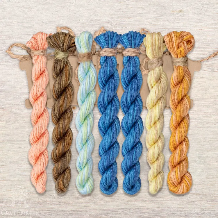 Набор ниток OwlForest для схемы «Счастливое детство. Метрика для мальчика» (ПНК)