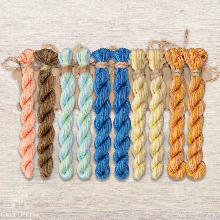 Набор ниток OwlForest для схемы «Счастливое детство. Метрика для мальчика» (ПНК)