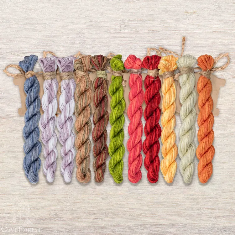 Набор ниток OwlForest для схемы «Грибные домики» (ПНК)