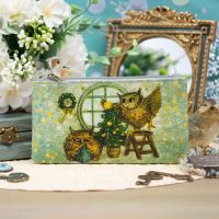 Косметичка кожаная «Новогодние совы»