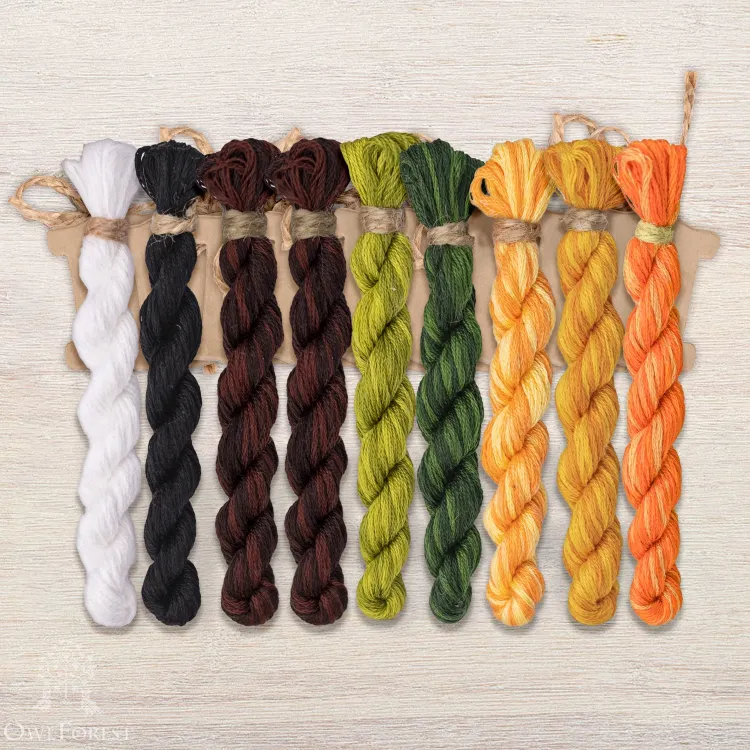 Набор ниток OwlForest для схемы «Пятнистые жирафы» (DMC)