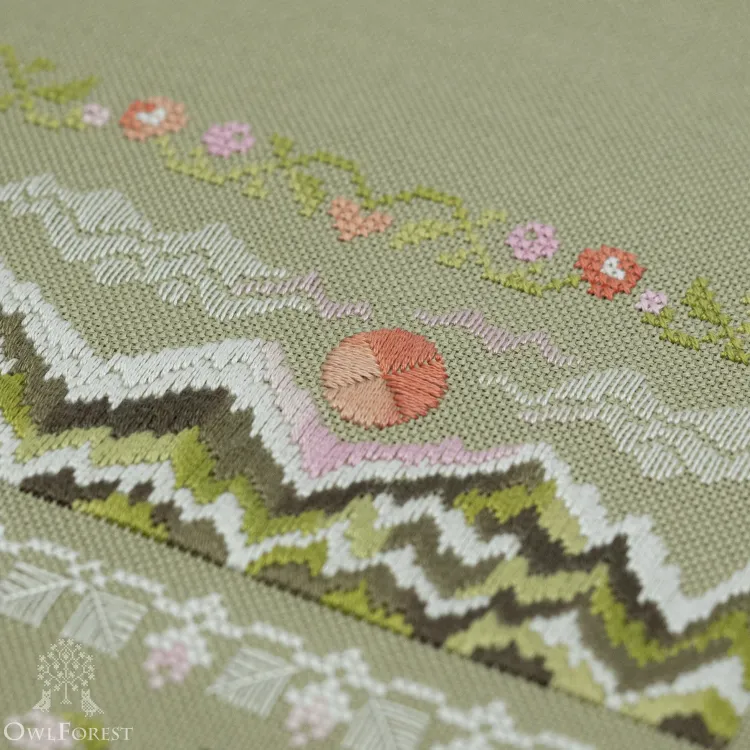 Схема для вышивания «Персиковые журавли»