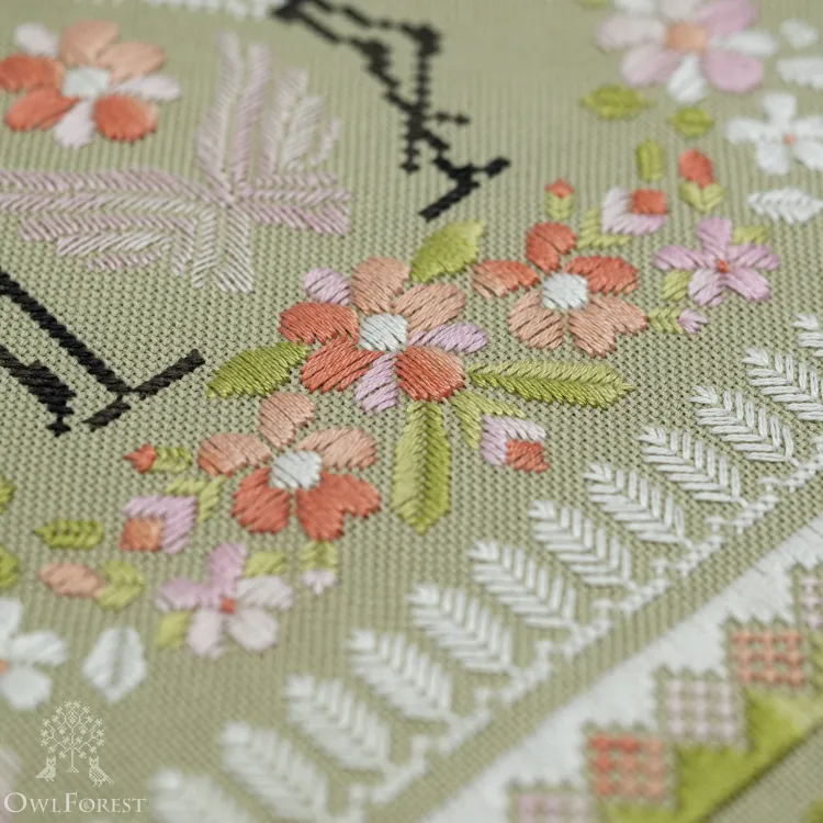 Схема для вышивания «Персиковые журавли»