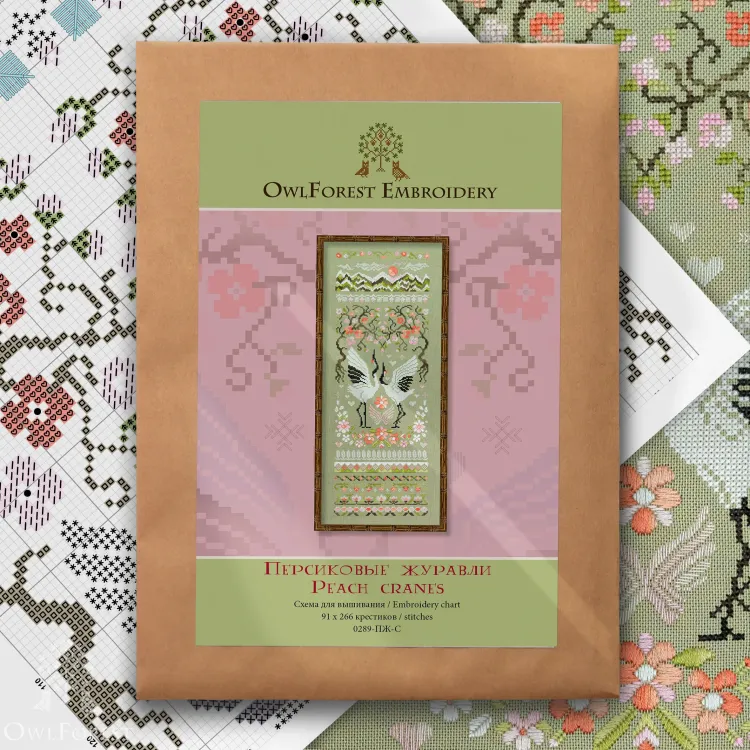 Схема для вышивания «Персиковые журавли»