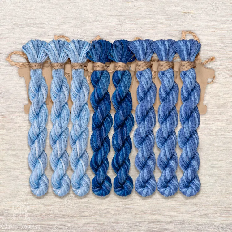 Набор ниток OwlForest для схемы «Синие птицы» (DMC)