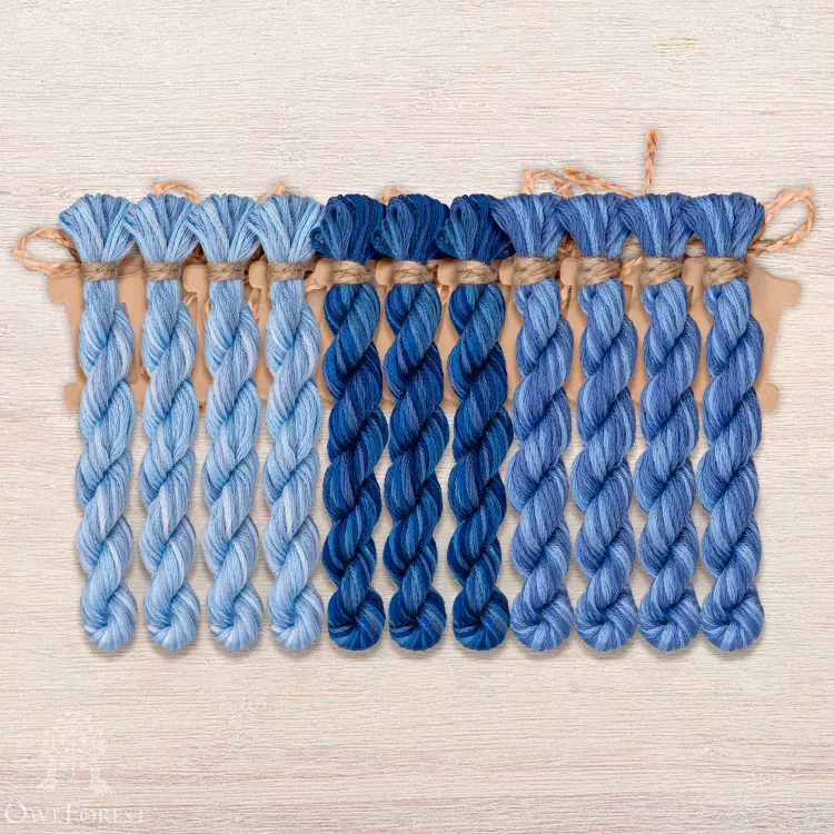 Набор ниток OwlForest для схемы «Синие птицы» (DMC)