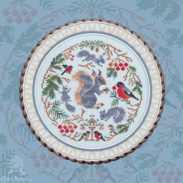 Бесплатная схема для вышивания «Зимние хлопотушки»